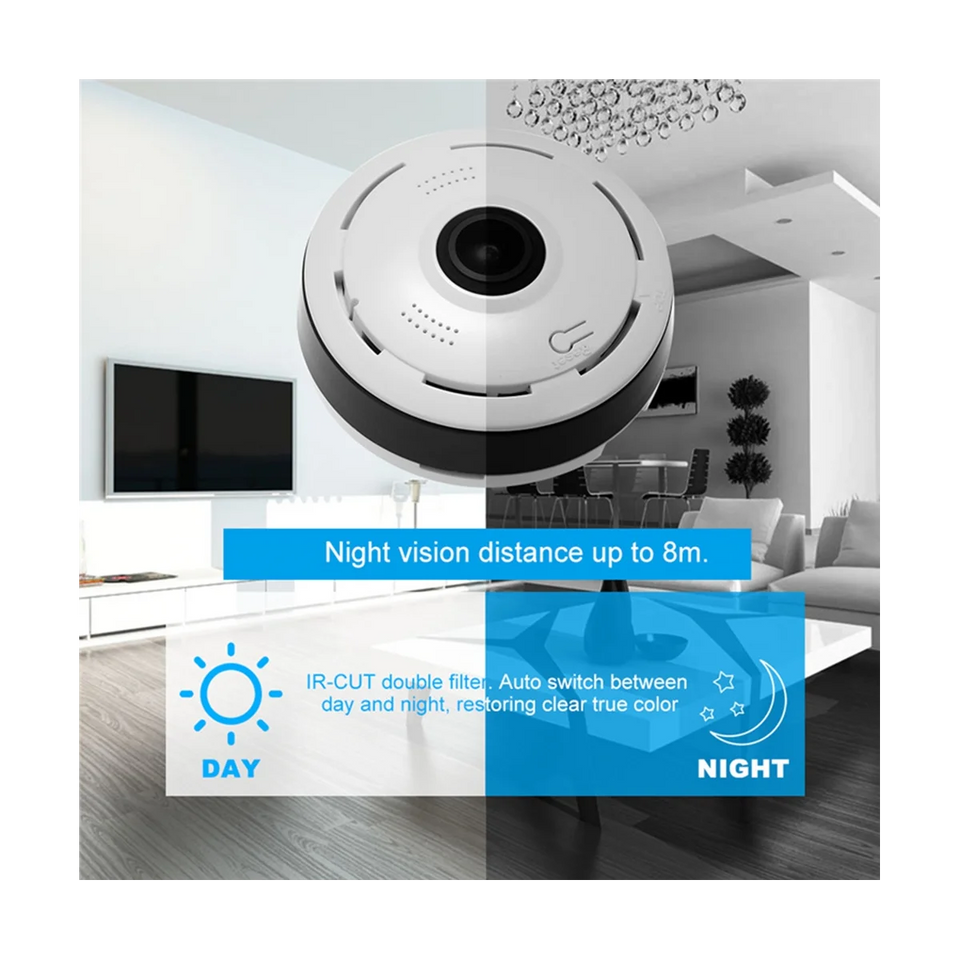 360Degree Panorama CCTV Camera Wifi 1080P HD Wireless VR Camera Remote Control Surveillance Camera P2P US Plug