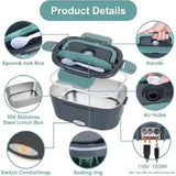 1.5L Electric Lunch Box – Portable Food Warmer for Office & Car, 304 SS Inner Pot, 60W Efficient