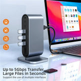 12-in-1 Vertical Docking Station USB C Docking Station TYPE C HUB USB Splitter HDMI 4K/LAN 100M/USB3.0 5Gbps/VGA 1080P/PD100W