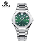 OGEDA 2024 new 40MM square men's quartz watch glass stainless steel waterproof 3Bar luminous C3 reloj hombre watches for men