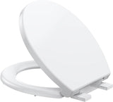 17"/19" Elongated Round White Toilet Seat, Slow Soft Close Magnets Down Lock Quick Release, Quick Top Mount Toilet Seat