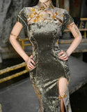 Blood Supply Original New Chinese Cheongsam Slim Dress Tie Tassel Jacquard Tunic Waist Sheath Long Trumpet Dresses Festival
