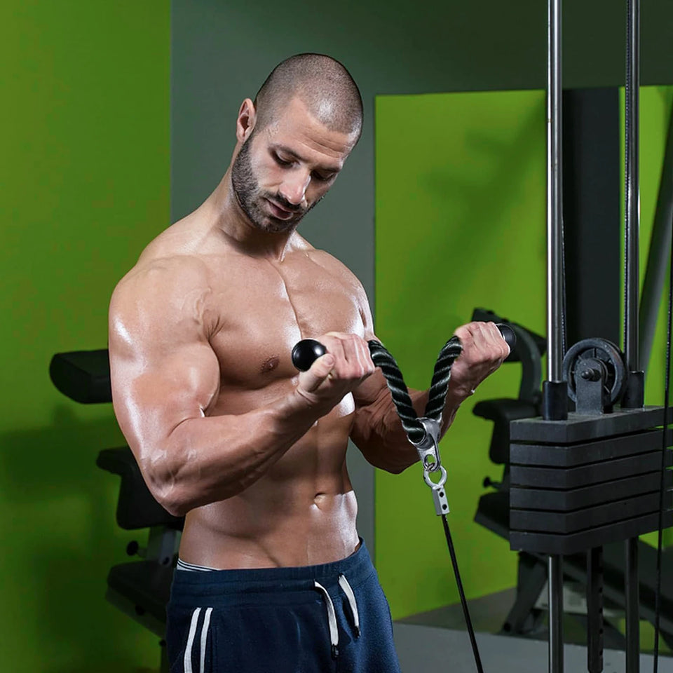 Gym Handles Ankle Straps Tricep Rope Carabiners Set Home Gym Cable Machine Attachments Accessories Exercise Equipment