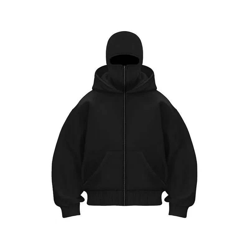 2025 Men Balaclava Y2K Gothic Harajuku Winter New Item Double Hooded Sweatshirt Autumn Men's Hooded Mask Zipper Sportswear Women