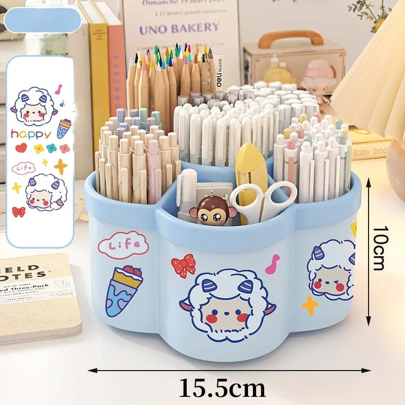 1 Piece of 360 ° Rotating Pen Holder - Multifunctional Office Desk Organizer, Suitable for Makeup Pens and Student Stationery