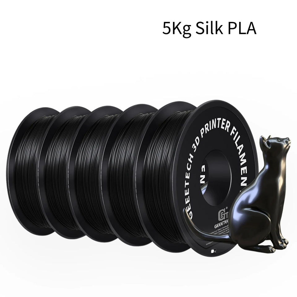GEEETECH 5 rolls 3D Silk PLA Filament 1Kg/roll 1.75mm Spool Wire For 3D Printer Material,Safety, Vacuum packaging, special color