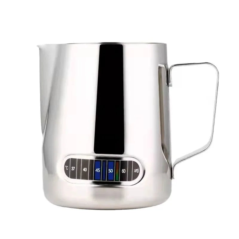 350/600ml Stainless Steel Coffee Latte Art Cylinder with Temperature Sticker Latte Art Cup Milk Frother Milk Cylinder 20oz