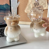 Restaurant Bear Shape Glass Cups, Cute Cartoon Animal Transparent Juice Cups for Children,Office Coffee Mugs Party Water Jar