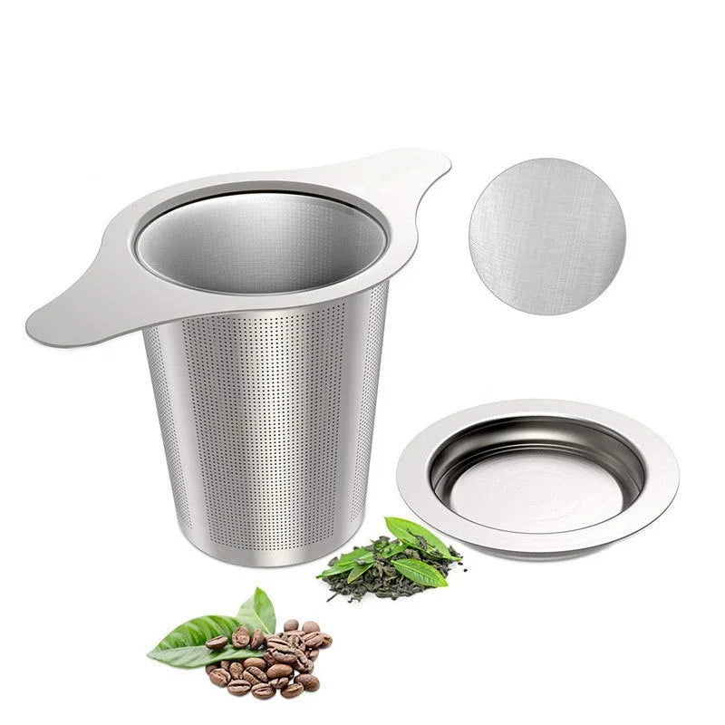 Tea Infuser Basket with Dual Handle Fine Mesh Stainless Steel Cup Loose Leaf Tea Funnel Strainer Tearoom Supplies
