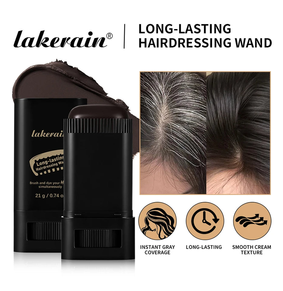 2in1 Hair Dye Stick with Comb Black Brown Coffee Long Lasting Temporary Hair Coloring Covered White Hairs Hairline Pen Washable