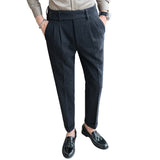 Autumn Winter Neapolitan Trousers Men with 5% Wool Fabric, Coffee Fashionable Simple & Versatile Casual Pants,pantalones Hombre
