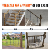 SucceBuy Staircase Metal Balusters Galvanized Decorative Banister Spindles with Hollow Baskets Spiral Stair with Shoes Screws