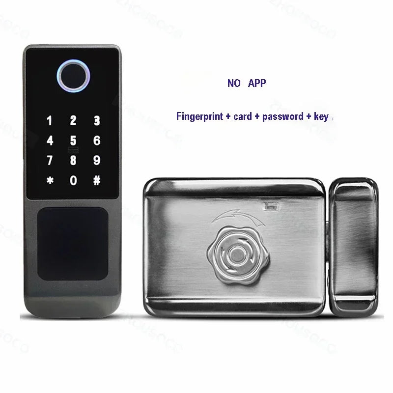 IP66 Waterproof Tuya Wifi Fingerprint Smart Door Lock Outdoor Gate TTLock Bluetooth Password Card Electronic Rim Lock For Home