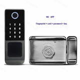 IP66 Waterproof Tuya Wifi Fingerprint Smart Door Lock Outdoor Gate TTLock Bluetooth Password Card Electronic Rim Lock For Home