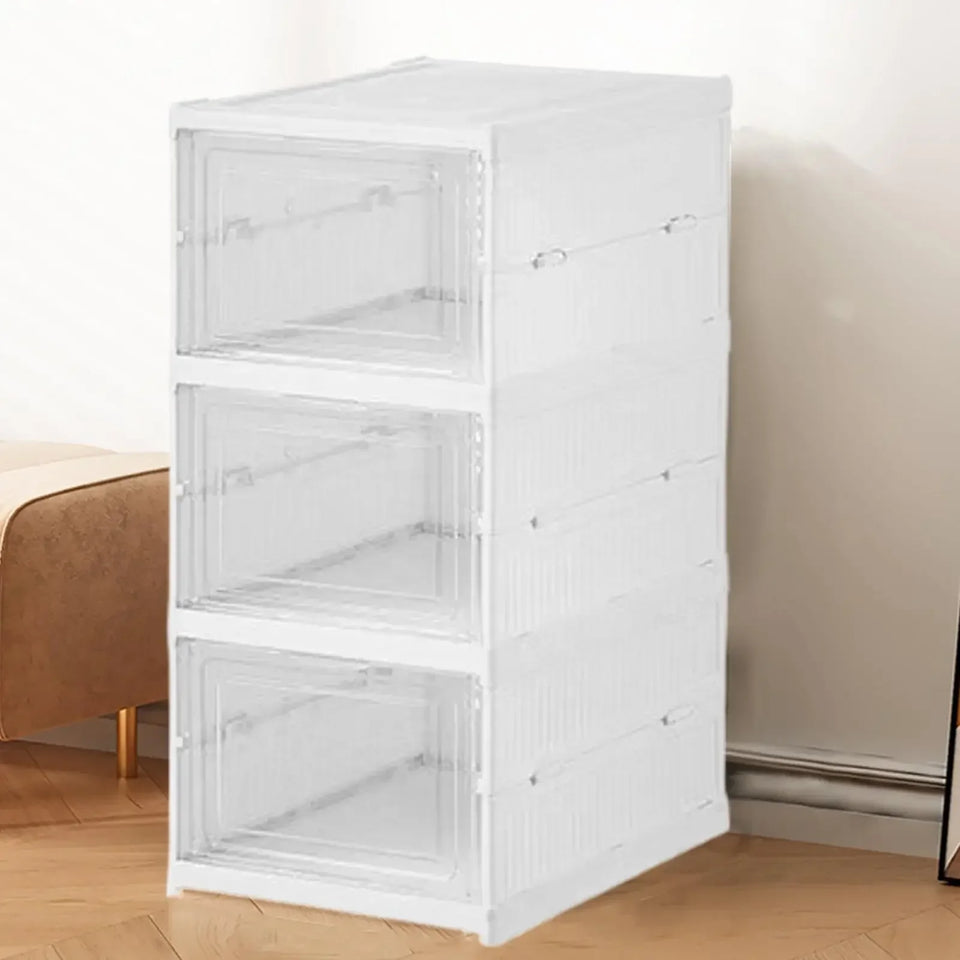 Shoe Rack Clear Shoe Storage Organizer Foldable Clear Stackable Box for Bedroom Hallway Home Dormitory Boot Workplace Sneaker