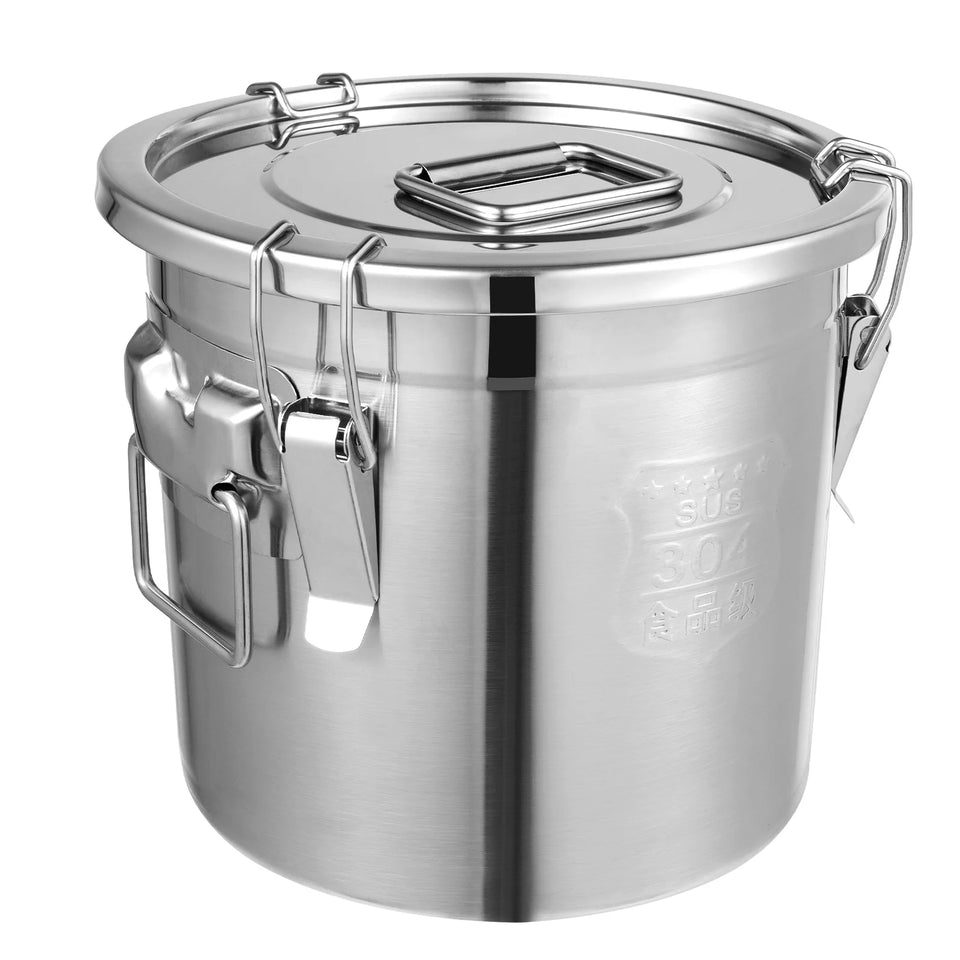 12L Stainless Steel Cereal Container Metal Kitchen Rice Oil Storage Bucket Airtight Durable Corrosion Resistant for Flour Cereal