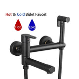 ULA Brass Bidet Faucet Black Toilet Faucet Handheld Toilet Bidet Sprayer Set Hygienic Shower Hot Cold Water Mixer Shower Head