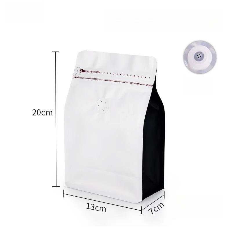 StoBag 50pcs 250g Coffee Beans Packaging Bag with Valve Aluminum Foil Heat Sealing for Powder Tea Nuts Storage Reusable Pouch