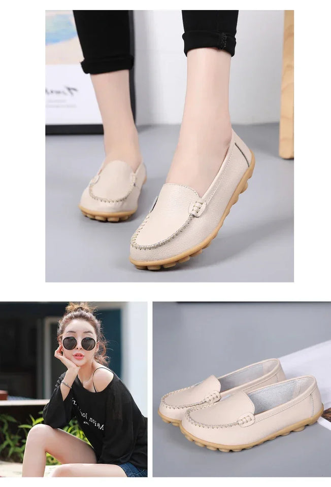 Women Flats Ballet Shoes Woman Cut Out Leather Breathable Moccasins Women Boat Shoes Ballerina Ladies Casual Shoes