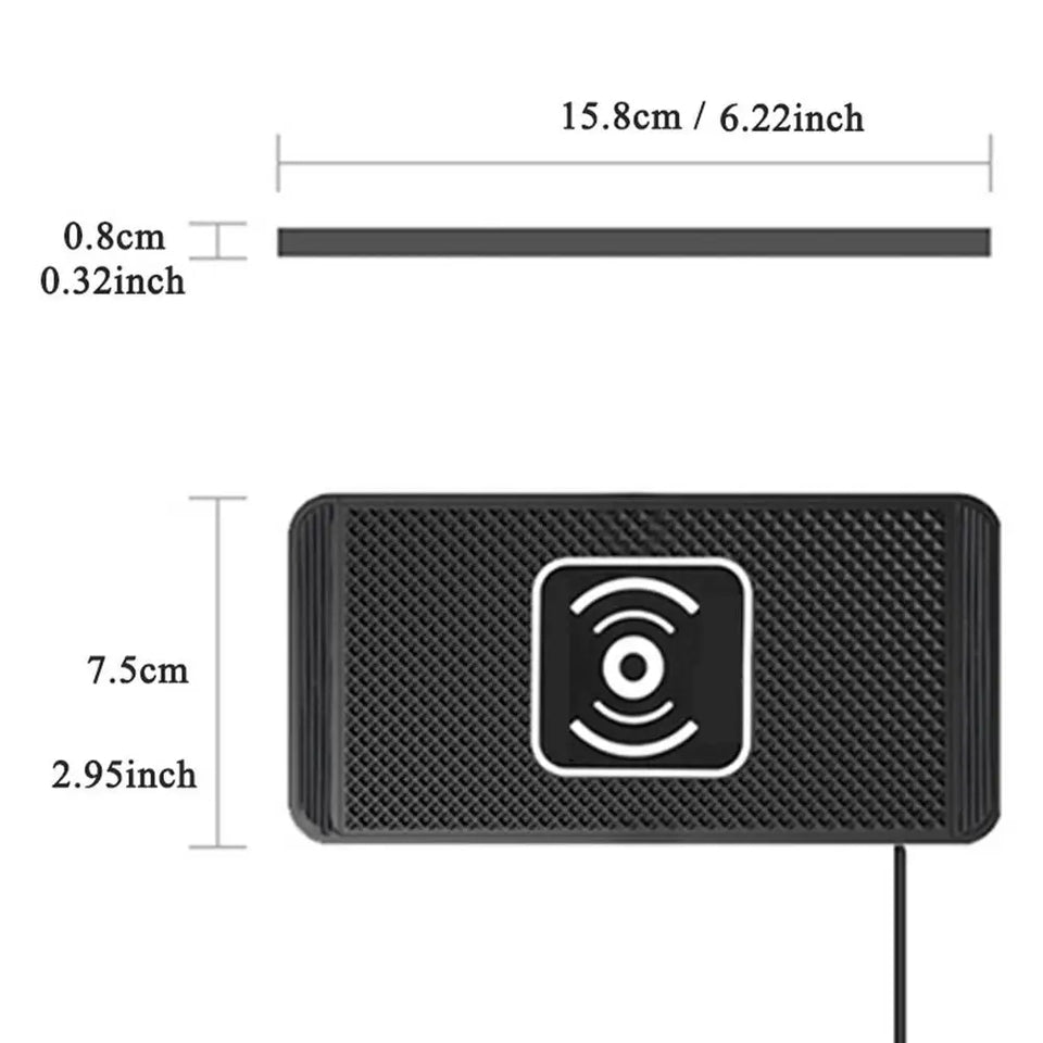 Wireless Phone Charger Wireless Car Charger Pad For Car 39 Inch Cable Automatic Sensing Non-Slip Charging Mat For Phone Vehicle