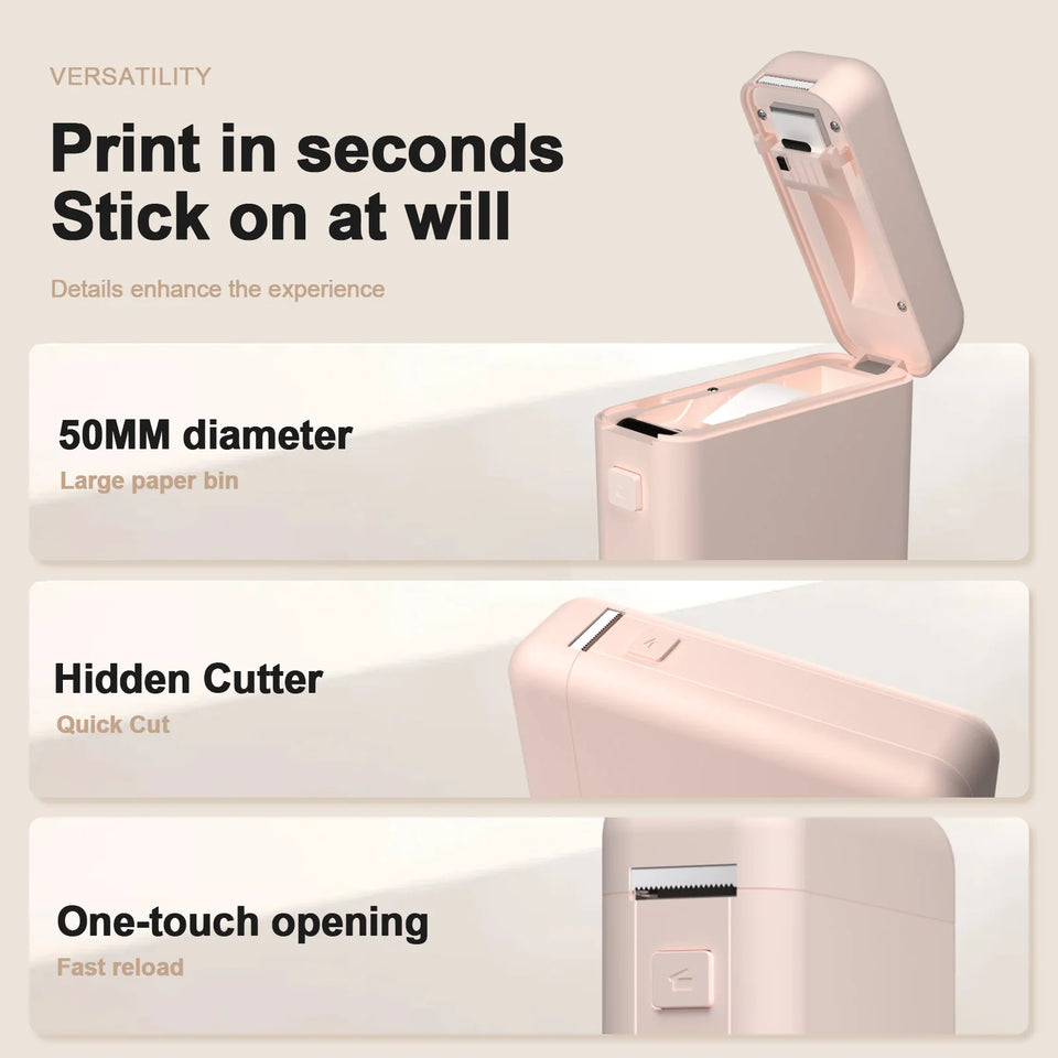 Label Maker Machine with Tape Portable Printer Mini Thermal Printers Self-adhesive Sticker for School Home Office Organization