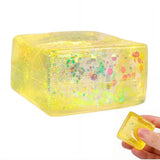 Glitter Squishy Cube Stress Squeeze Toys Anti Stress Slow Rebound Maltose Ice Cubes Colorful Squeeze Block Decompression Toy