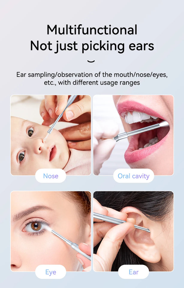 Ear Otoscope With 6LED Lights 3.9mm Ultra-Thin 1080PHD Smart Visual Ear Camera Digital Otoscope for Kids and Adults