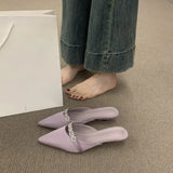Sandalias De Mujer Verano 2025 Luxury Women's Sandals in Summer Design Pointed Low Heel Sexy Women's  Outdoor Muller Shoes.