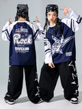 Girls Hip Hop Star Sweatshirt Vest Joggers Pants Boys Cool Streetwear Clothes Set Kids Children Jazz Street Dance K-pop Costumes