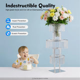 5 Tiers Gold/Silver Wedding Centerpieces Flower Stand Vase Centerpiece Acrylic Flower Stand with Hanging Acrylic