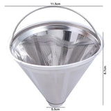 304 Stainless Steel Cafe Drip Coffee Machine Filter Fine Mesh Reusable Coffee Powder Basket with Foldable Handle Tea Strainer