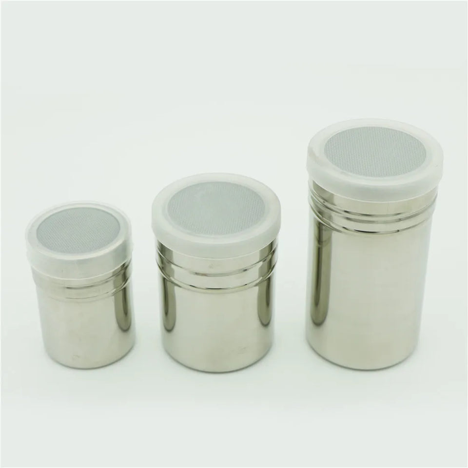1Pc Stainless Steel Coffee Shaker Cocoa Chocolate Flour Powdered Sugar Sieve Filters Foam Spray Kitchen Cake BBQ Tools With Lid