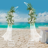 2PCS Wedding Arched Bracket,2.1m & 1.9m White/Gold Curved Wedding Stand,Decoration Backdrop Stand for Ceremony and Party