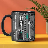 Funny 325ml Coffee Mug Ceramic Toolbox Design Mechanic Water Cup Sturdy Wrench Pattern Mechanic Mug Auto/Car Mechanic Gift