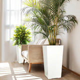 2 PCS 22.4 Inch Tall Planter Indoor ＆ Outdoor Black Taper Planter with Shelf Insert Self-Absorbing Plastic Flower Pots