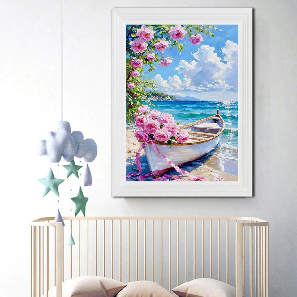 Sea Sailboat 5D Diamond Painting Kit Seaside Scenery New Arrivals Mosaic Cross Stitch DIY Home Decor Gift for Adult Beginners