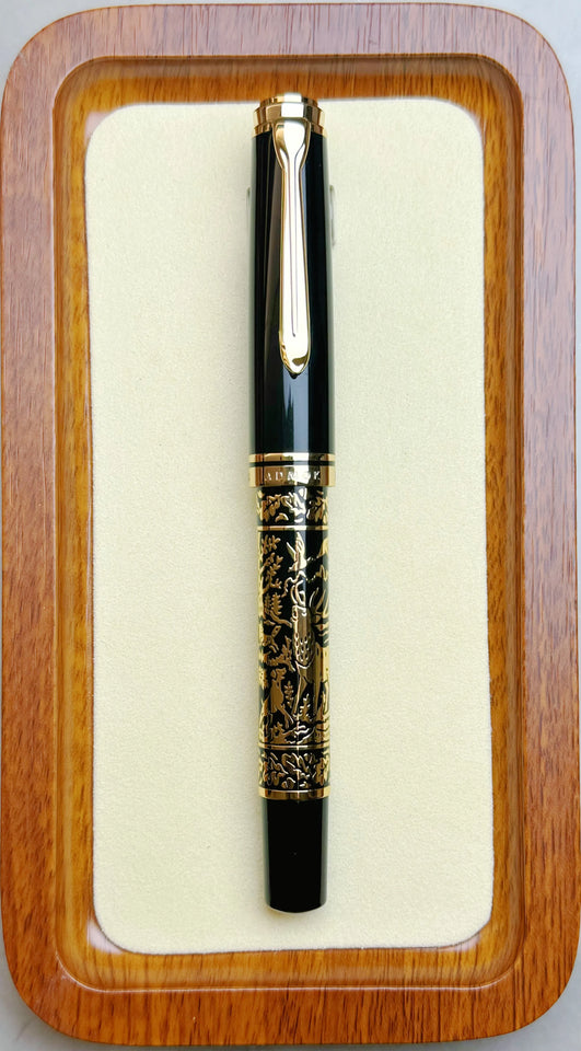 ADMOK J800 Finely Carved Piston on Ink Schmidt Nib BOCK Nib Pelican Pen Baileybird Fountion Pens Business Office Writing