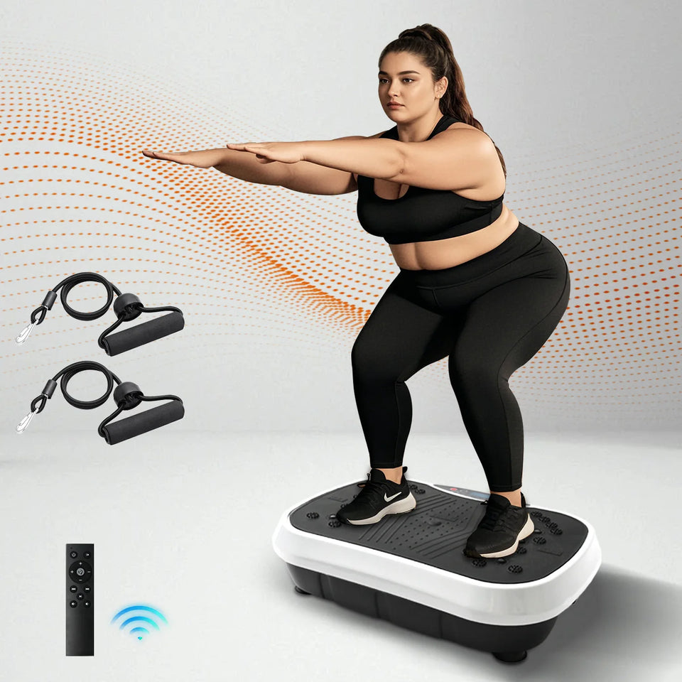 Vibration Plate Exercise Machine Portable Fat-Burning Machine Weight Loss 220 lbs Full-Body Workout Shaker BT Remote Control