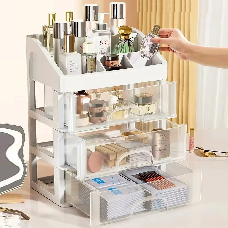 Multi-Layer Desktop Storage Box Drawer Organizer Cabinet for Cosmetics Jewelry Hair Accessories Stationery Home Office