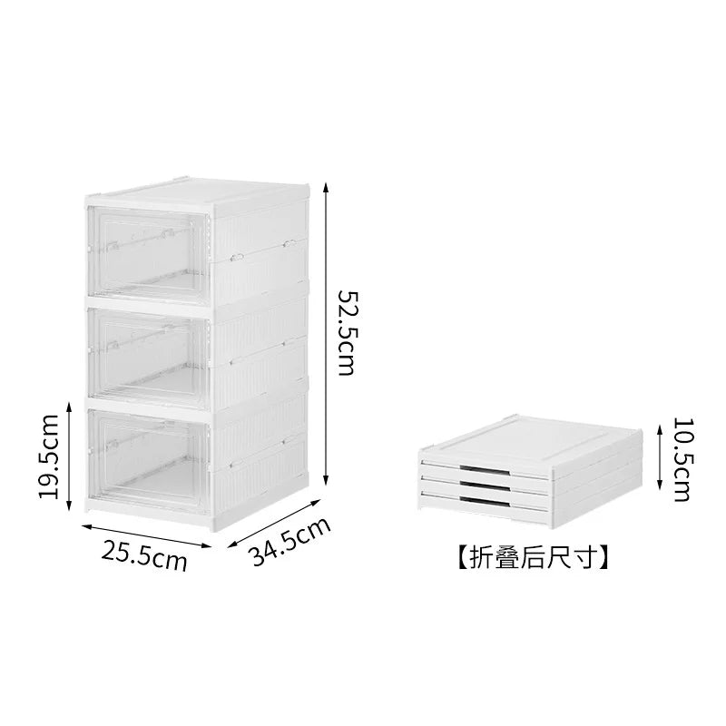 Home Household Home Closet Shoe Cabinet Use 3 Layers Foldable Transparent Stackable Dustproof Box