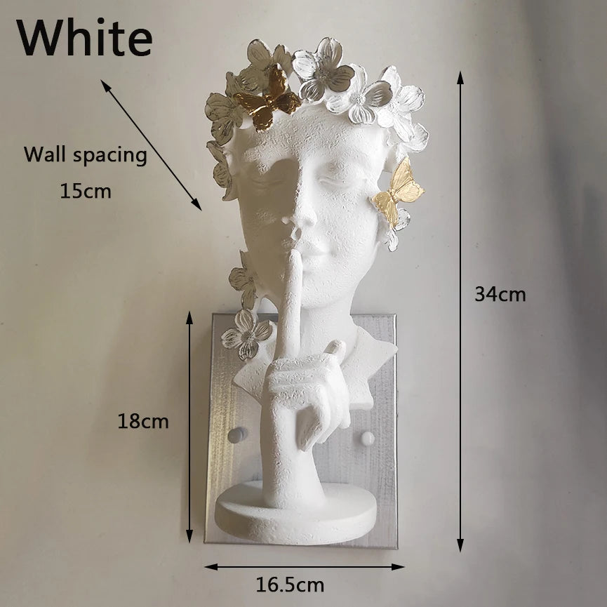 Dropshipping Resin led Wall Lamp Modern Girl Portrait Wall Light Face Art Lamp Bedroom Living Room Home Decor Lighting Luminaria