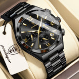 POEDAGAR Fashion Functional Man Wristwatch Luminous Week Date Business Watch For Men Stainless Steel Sports Men's Quartz Watches
