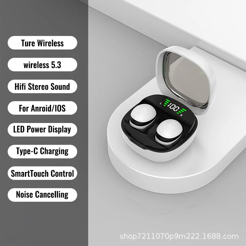 Mini 5.3 wireless bluetooth headset small earbuds sleep work sports invisible headphones HD HIFI bass sound quality earphones