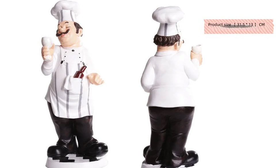 Restaurant Resin Decor - Chef Figurine & Bar Ornaments for Cafe, Commercial Kitchen Decorations Durable Resin Craft