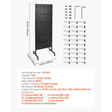 SucceBuy Standing Pegboard Display Stand with Swivel Caster & 30 Hooks Thickened  Steel Peg Board Panel for Grocery Retail Store