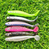 MUKUN 10pcs 60mm 2g Soft Lures Baits Fishing Lure Leurre Shad Double Color Silicone Bait T Tail