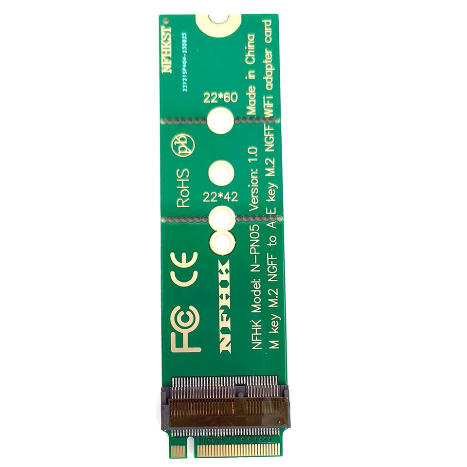 M.2 M key to A + E Key NGFF slot WIFI Wireless Network Card M2 NGFF PCI express to E key slot Adapter