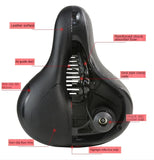 Hollow Breathable Bicycle Saddle Men Women MTB Road Bike Saddle Shock Absorbing Comfortable Big Butt Bike Seat Safety Warning