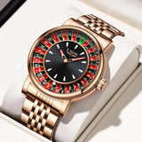 LIGE Creative Luxury Mens Watches Roulette Game Dial Fashion Mens Watch Waterproof Luminous Quartz Wristwatches Rolling Ball
