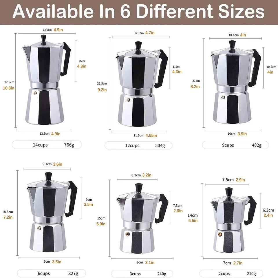 Mocha Coffee Pot Stovetop Espresso Maker Aluminum Silver Coffee Percolator Home Hand-brewed Octagonal Moka Pot Kitchen Utensils